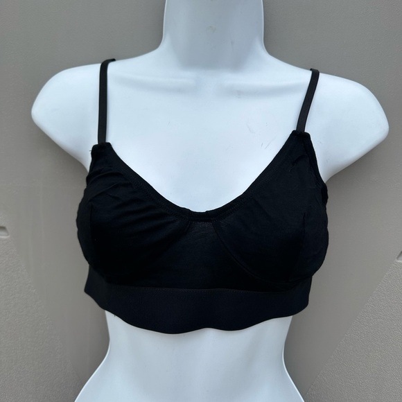 Line + Dot knit black basic wireless wide elastic band T-shirt bralette sz S/XS - Picture 6 of 9